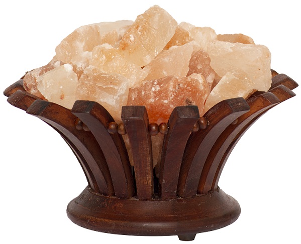 Lampada di sale Himalaya Braciere su Legno Fiore BiciBio