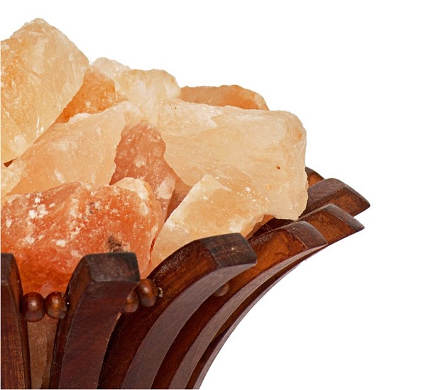 Lampada di sale Himalaya Braciere su Legno Fiore BiciBio