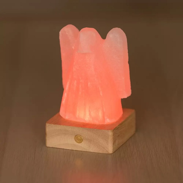 Lampada di Sale Himalayano Angelo LED RGB a Batteria Naturale Palermo