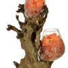 Lampada di sale UNICA artigianale in vetro e legno con due ampolle e cristalli di sale rosa Himalayano