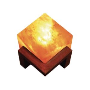 Lampada di Sale Himalaya Cubo su Legno BiciBio Bioprofumeria