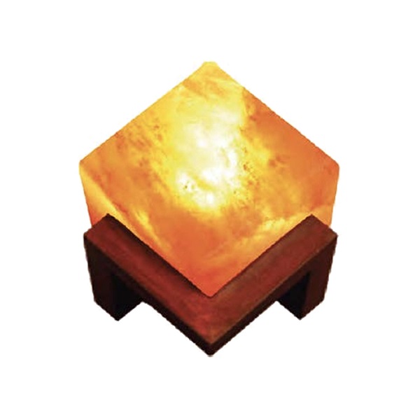 Lampada di Sale Himalaya Cubo su Legno BiciBio Bioprofumeria
