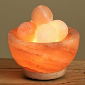 Lampada di Sale Rosa Himalayano Braciere Liscio con Sfere