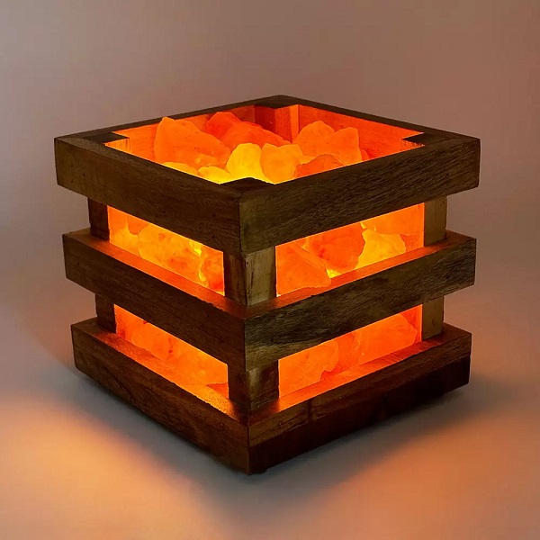 Lampada di Sale Himalaya Cassettina in Legno Bicibio Bioprofumeria