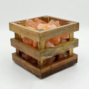 Lampada di Sale Himalaya Cassettina in Legno Bicibio Bioprofumeria