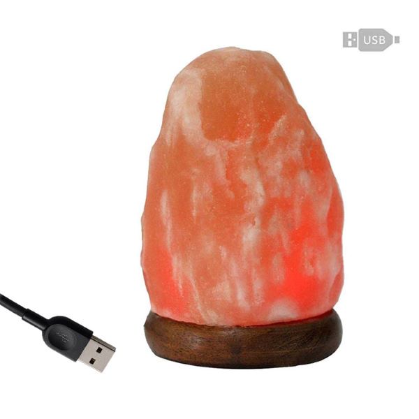Lampada di Sale Himalayano Grezza Naturale USB
