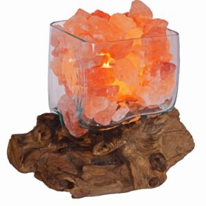 Lampade di sale UNICA in vetro, legno e sale rosa Himalayano BiciBio Bioprofumeria Palermo