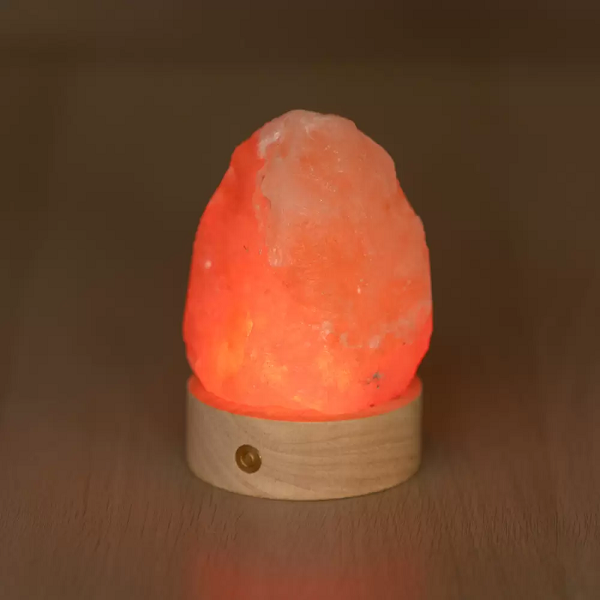 Lampada di sale himalayano a batteria rosa naturale 600gr BiciBio Bioprofumeria