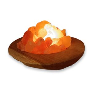 Lampada di Sale Himalayano Artigianale con Base in Ulivo Bicibio Palermo