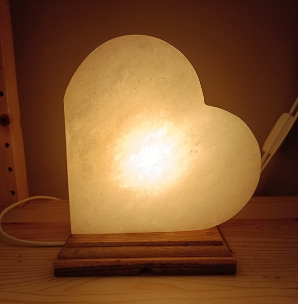 Lampada di Sale Bianco Himalaya Cuore BiciBio Bioprofumeria
