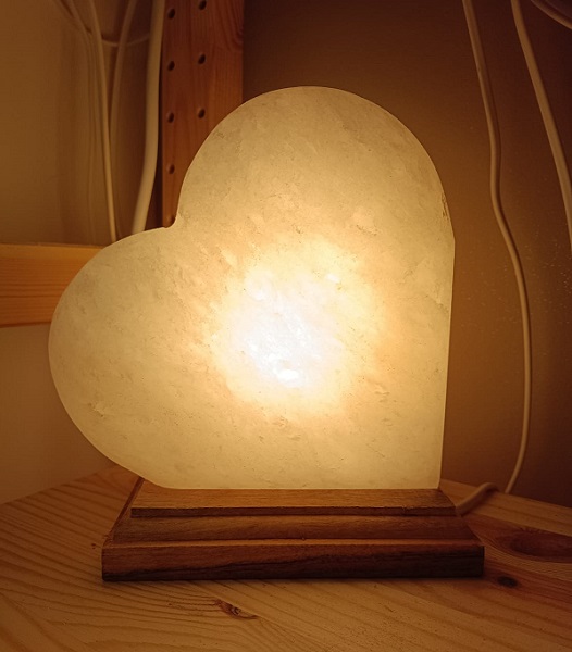 Lampada di Sale Bianco Himalaya Cuore BiciBio Bioprofumeria