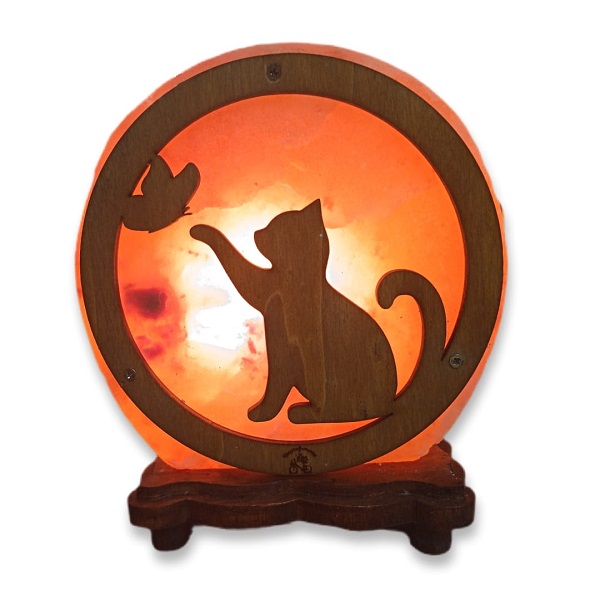 Lampada di Sale Personalizzata Gatto con Farfalla | BiciBio Bioprofumeria Palermo