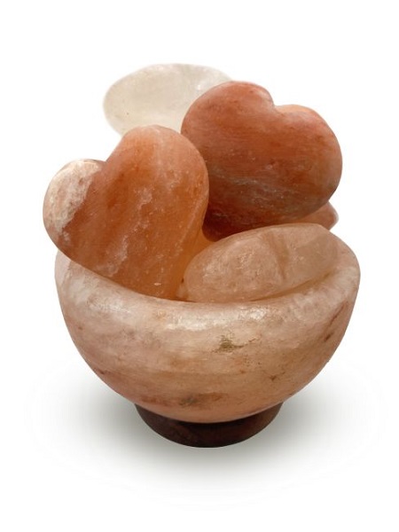Lampada di sale Himalaya Ciotola con Cuori BiciBio Bioprofumeria