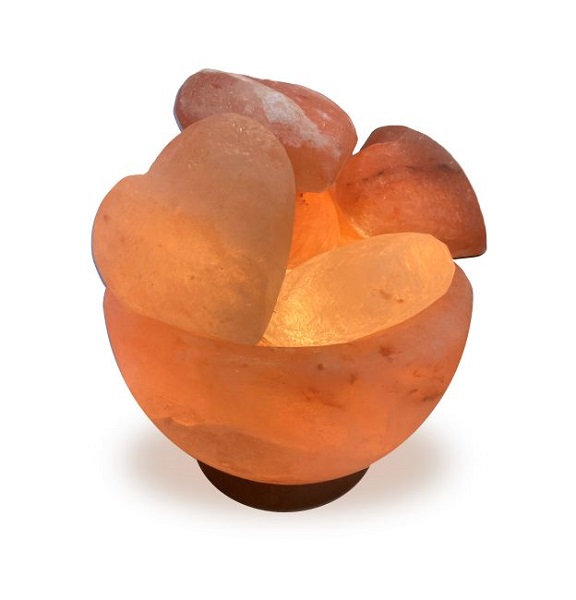 Lampada di sale Himalaya Ciotola con Cuori BiciBio Bioprofumeria