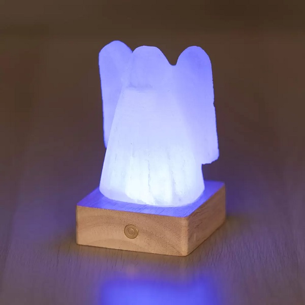 Lampada di Sale Himalayano Angelo LED RGB a Batteria Naturale Palermo