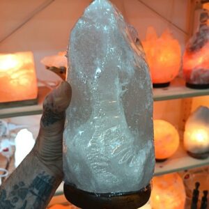 Lampada di Sale Bianco Himalayano Naturale 2-3 kg Senza Fili a Batteria LED Ricaricabile®