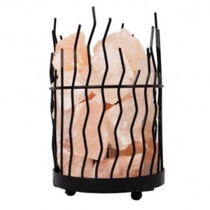 Lampada di Sale Rosa con Braciere in Metallo Cilindro Frastagliato BiciBio Bioprofumeria