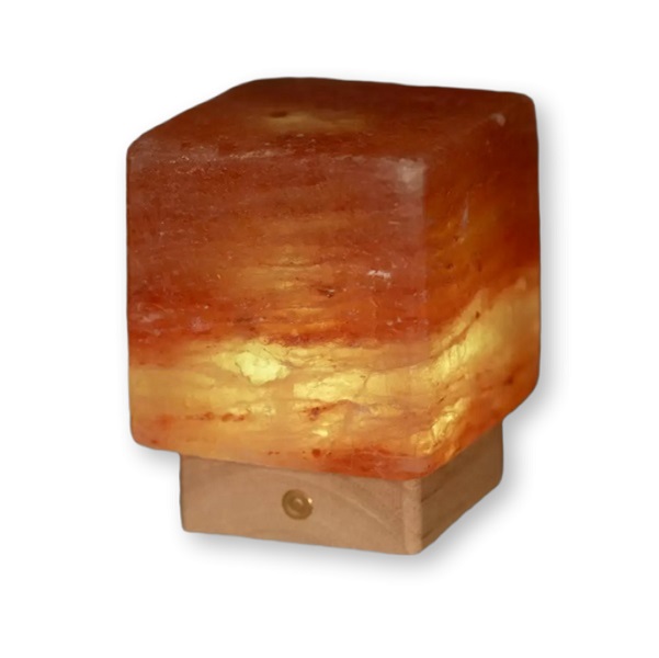 Lampada Sale Himalayano Cubo 2Kg LED RGB a Batteria Senza Fili