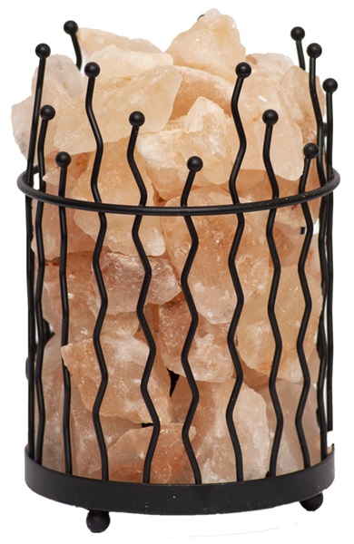Lampada di Sale Rosa con Braciere in Metallo Cilindro Frastagliato BiciBio Bioprofumeria