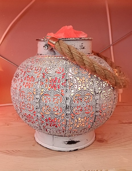 Lampada di Sale Himalaya Artigianale Lanterna con Corda BiciBio