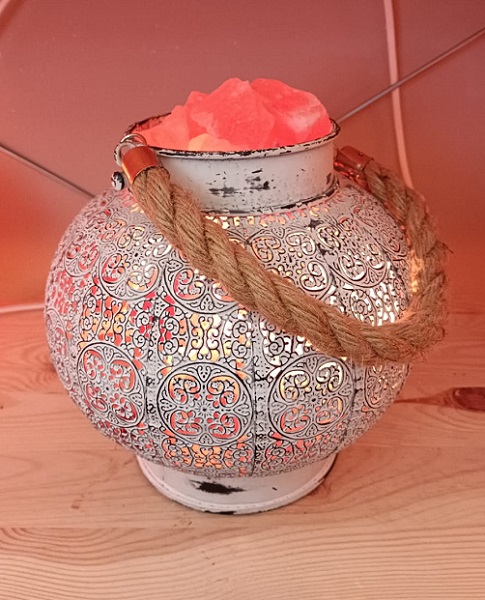 Lampada di Sale Himalaya Artigianale Lanterna con Corda BiciBio