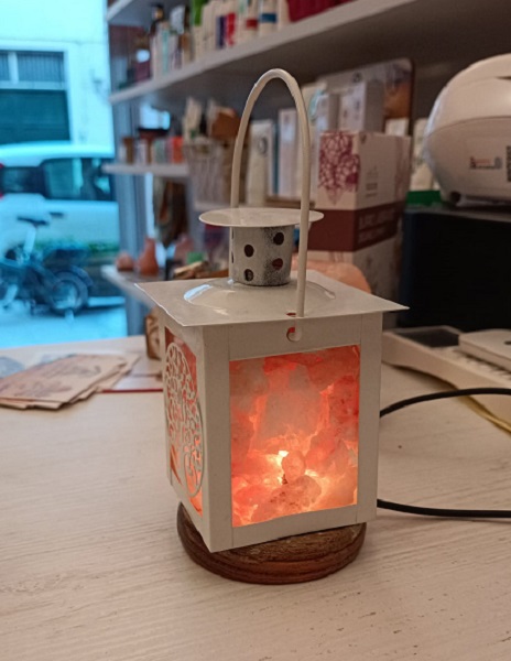 Lanterna Con Cristalli di Sale Himalaya Usb BiciBio Bioptofumeria