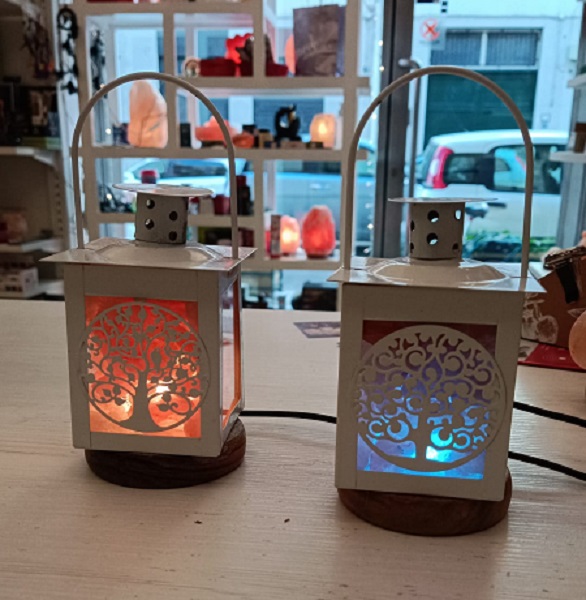 Lanterna Con Cristalli di Sale Himalaya Usb BiciBio Bioptofumeria