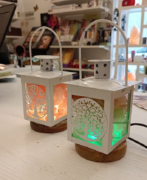 Lanterna Con Cristalli di Sale Himalaya Usb BiciBio Bioptofumeria