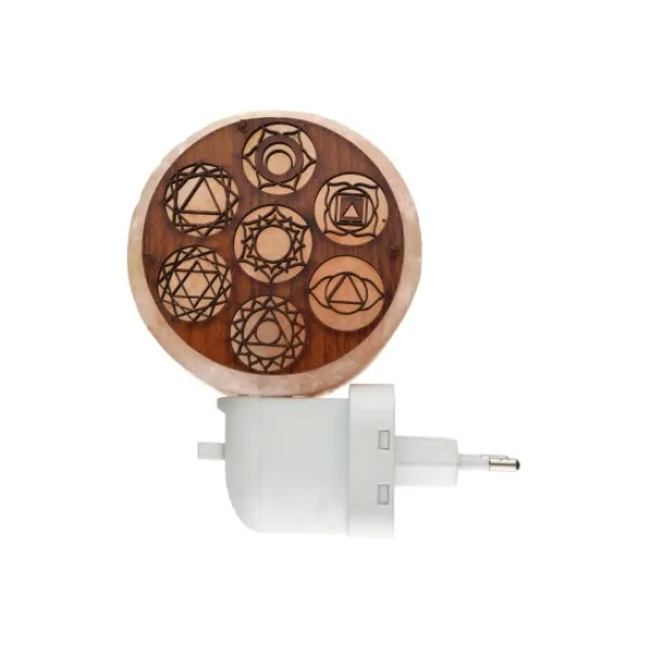 Lampada di sale notturna Chakra con spina – vista completa Lampada di sale notturna Chakra con spina, vista completa – BiciBio Bioprofumeria Palermo